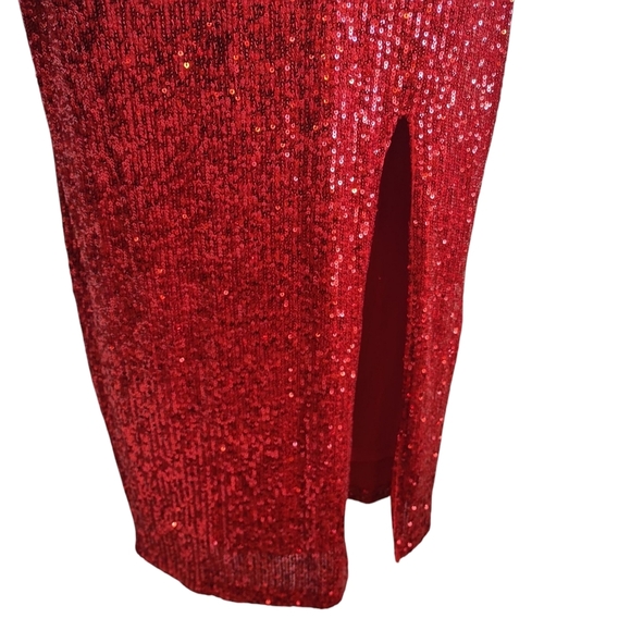 Celebrity Fashion Women's Red Sequin Straps Shoulder Dress Size Large NWT - Picture 6 of 10